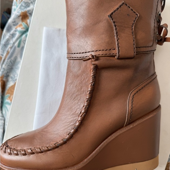 See By Chloe Tan Leather Wedge Boots - Picture 10 of 15